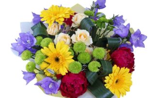 Large beautiful bouquet of different flowers isolated on white background. The quality of medium format